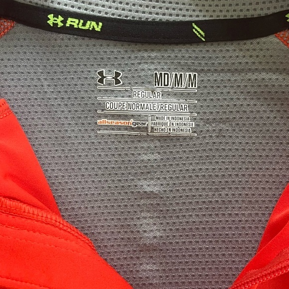 UNDER ARMOUR UA Tech Running Quarter Zip Pullover Orange Grey Performance Medium - Picture 8 of 11